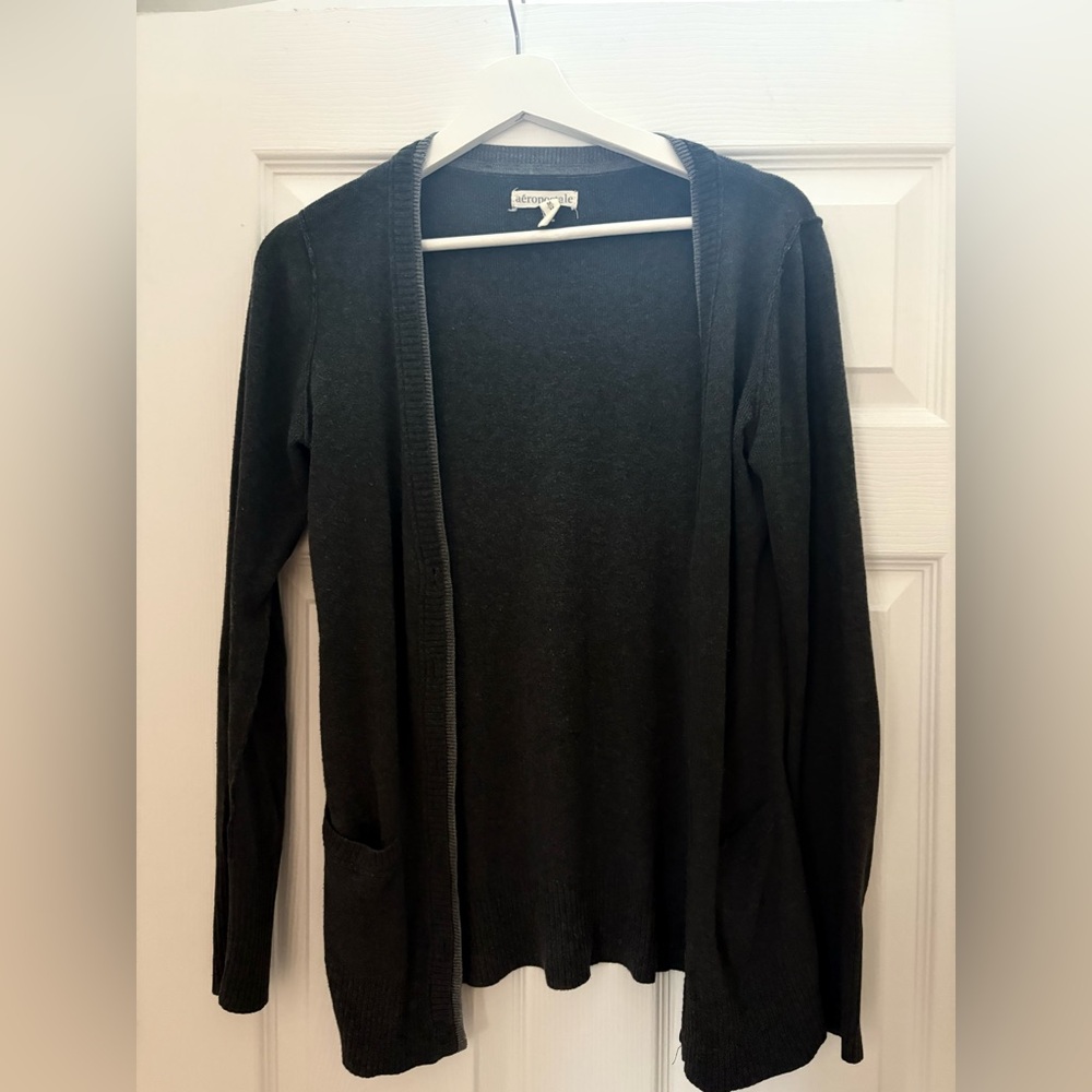 Aeropostale Women's Dark Taupe Cardigan Sweater